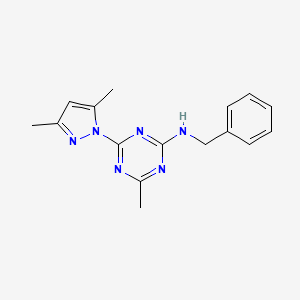 molecular formula C16H18N6 B5769958 N-benzyl-4-(3,5-dimethyl-1H-pyrazol-1-yl)-6-methyl-1,3,5-triazin-2-amine 