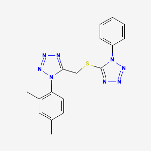 molecular formula C17H16N8S B5770135 1-(2,4-dimethylphenyl)-5-{[(1-phenyl-1H-tetrazol-5-yl)thio]methyl}-1H-tetrazole 