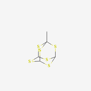 molecular formula C5H6S6 B577015 1-Methyl-2,4,6,8,9,10-hexathiaadamantane CAS No. 13847-89-7