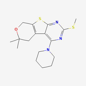 molecular formula C17H23N3OS2 B5770202 6,6-dimethyl-2-(methylthio)-4-(1-piperidinyl)-5,8-dihydro-6H-pyrano[4',3':4,5]thieno[2,3-d]pyrimidine 