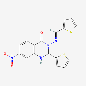 7-nitro-2-(2-thienyl)-3-[(2-thienylmethylene)amino]-2,3-dihydroquinazolin-4(1H)-one