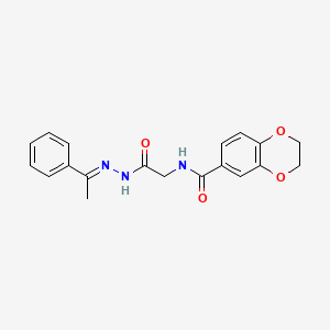 N-{2-oxo-2-[2-(1-phenylethylidene)hydrazino]ethyl}-2,3-dihydro-1,4-benzodioxine-6-carboxamide