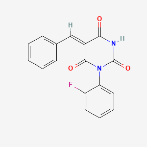 molecular formula C17H11FN2O3 B5770375 5-benzylidene-1-(2-fluorophenyl)-2,4,6(1H,3H,5H)-pyrimidinetrione 