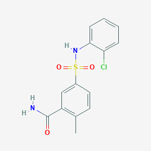 molecular formula C14H13ClN2O3S B5770382 5-{[(2-chlorophenyl)amino]sulfonyl}-2-methylbenzamide 
