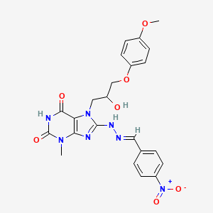 molecular formula C23H23N7O7 B5770544 4-nitrobenzaldehyde {7-[2-hydroxy-3-(4-methoxyphenoxy)propyl]-3-methyl-2,6-dioxo-2,3,6,7-tetrahydro-1H-purin-8-yl}hydrazone 