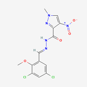 molecular formula C13H11Cl2N5O4 B5770570 N'-(3,5-dichloro-2-methoxybenzylidene)-1-methyl-4-nitro-1H-pyrazole-3-carbohydrazide 