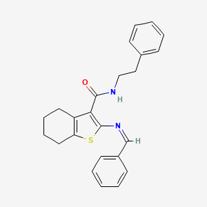 molecular formula C24H24N2OS B5770697 2-(benzylideneamino)-N-(2-phenylethyl)-4,5,6,7-tetrahydro-1-benzothiophene-3-carboxamide 