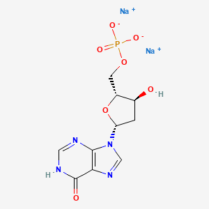 molecular formula C10H11N4Na2O7P B577070 Sodium ((2R,3S,5R)-3-hydroxy-5-(6-oxo-1H-purin-9(6H)-yl)tetrahydrofuran-2-yl)methyl phosphate CAS No. 14999-52-1