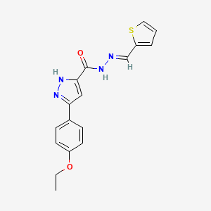 molecular formula C17H16N4O2S B5770754 3-(4-ethoxyphenyl)-N'-(2-thienylmethylene)-1H-pyrazole-5-carbohydrazide 