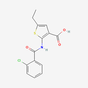 molecular formula C14H12ClNO3S B5771197 2-[(2-chlorobenzoyl)amino]-5-ethyl-3-thiophenecarboxylic acid 