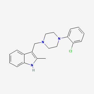 molecular formula C20H22ClN3 B5771319 3-{[4-(2-chlorophenyl)-1-piperazinyl]methyl}-2-methyl-1H-indole 