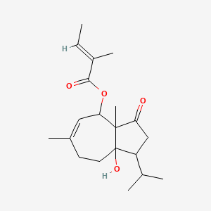 molecular formula C20H30O4 B577138 (8a-hydroxy-3a,6-dimethyl-3-oxo-1-propan-2-yl-2,4,7,8-tetrahydro-1H-azulen-4-yl) (E)-2-methylbut-2-enoate CAS No. 11053-21-7