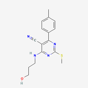 molecular formula C16H18N4OS B5771413 4-[(3-hydroxypropyl)amino]-6-(4-methylphenyl)-2-(methylthio)-5-pyrimidinecarbonitrile 
