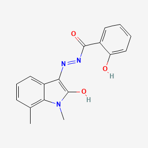 molecular formula C17H15N3O3 B5771605 N'-(1,7-dimethyl-2-oxo-1,2-dihydro-3H-indol-3-ylidene)-2-hydroxybenzohydrazide 