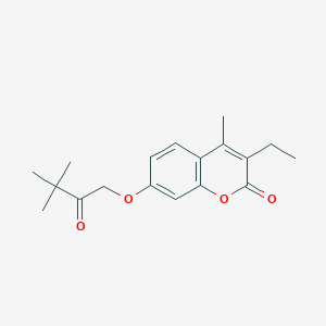 molecular formula C18H22O4 B5771648 7-(3,3-dimethyl-2-oxobutoxy)-3-ethyl-4-methyl-2H-chromen-2-one 