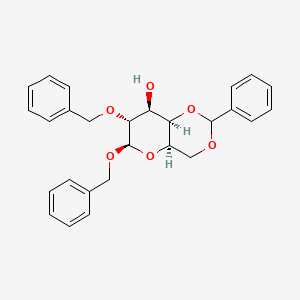 molecular formula C27H28O6 B577165 (4aR,6R,7R,8S,8aR)-2-phenyl-6,7-bis(phenylmethoxy)-4,4a,6,7,8,8a-hexahydropyrano[3,2-d][1,3]dioxin-8-ol CAS No. 14897-54-2