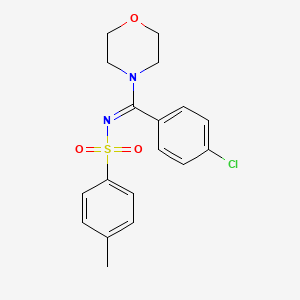 molecular formula C18H19ClN2O3S B5771659 N-[(4-chlorophenyl)(4-morpholinyl)methylene]-4-methylbenzenesulfonamide 