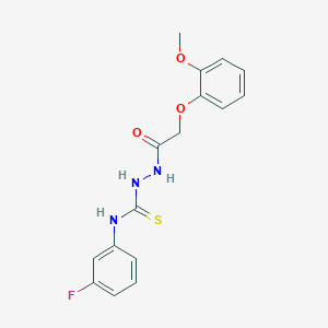 molecular formula C16H16FN3O3S B5771686 N-(3-fluorophenyl)-2-[(2-methoxyphenoxy)acetyl]hydrazinecarbothioamide 
