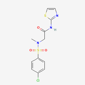 molecular formula C12H12ClN3O3S2 B5771839 N~2~-[(4-chlorophenyl)sulfonyl]-N~2~-methyl-N~1~-1,3-thiazol-2-ylglycinamide 