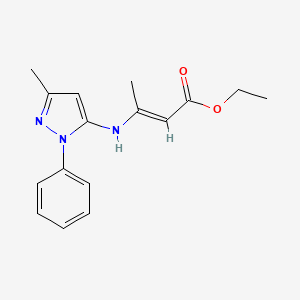 molecular formula C16H19N3O2 B5771898 ethyl 3-[(3-methyl-1-phenyl-1H-pyrazol-5-yl)amino]-2-butenoate 