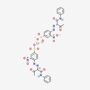 molecular formula C32H26CaN8O14S2 B577191 Calcium bis[3-nitro-4-[[2-oxo-1-[(phenylamino)carbonyl]propyl]azo]benzenesulphonate] CAS No. 12286-65-6