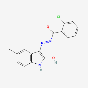 molecular formula C16H12ClN3O2 B5771921 2-chloro-N'-(5-methyl-2-oxo-1,2-dihydro-3H-indol-3-ylidene)benzohydrazide 