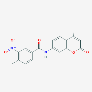 molecular formula C18H14N2O5 B5771955 4-methyl-N-(4-methyl-2-oxo-2H-chromen-7-yl)-3-nitrobenzamide 