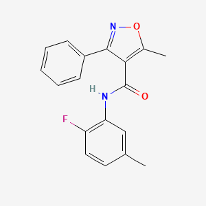 molecular formula C18H15FN2O2 B5772062 N-(2-fluoro-5-methylphenyl)-5-methyl-3-phenyl-4-isoxazolecarboxamide 