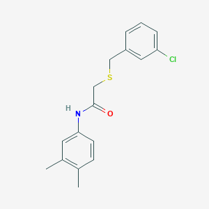 molecular formula C17H18ClNOS B5772133 2-[(3-chlorobenzyl)thio]-N-(3,4-dimethylphenyl)acetamide 
