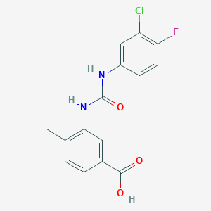 molecular formula C15H12ClFN2O3 B5772172 3-({[(3-chloro-4-fluorophenyl)amino]carbonyl}amino)-4-methylbenzoic acid 