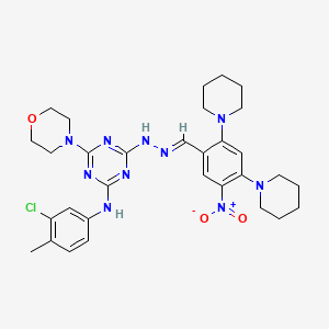 5-nitro-2,4-di-1-piperidinylbenzaldehyde [4-[(3-chloro-4-methylphenyl)amino]-6-(4-morpholinyl)-1,3,5-triazin-2-yl]hydrazone