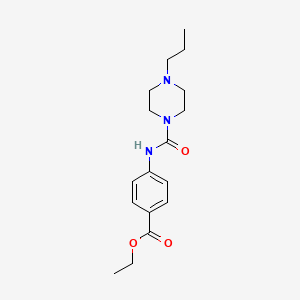 molecular formula C17H25N3O3 B5772366 ethyl 4-{[(4-propyl-1-piperazinyl)carbonyl]amino}benzoate 