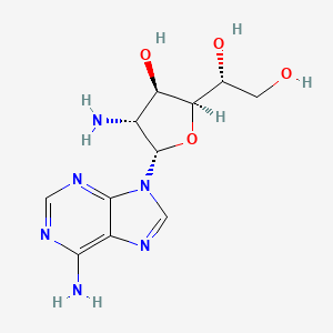 molecular formula C11H16N6O4 B577253 (1R)-1-[(2S,3R,4R,5S)-4-amino-5-(6-aminopurin-9-yl)-3-hydroxyoxolan-2-yl]ethane-1,2-diol CAS No. 13190-59-5