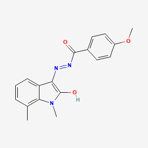 molecular formula C18H17N3O3 B5772550 N'-(1,7-dimethyl-2-oxo-1,2-dihydro-3H-indol-3-ylidene)-4-methoxybenzohydrazide 