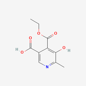 molecular formula C10H11NO5 B577266 4-Ethoxycarbonyl-5-hydroxy-6-methylpyridine-3-carboxylic acid CAS No. 13068-71-8