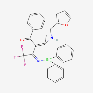 3-[(diphenylboryl)amino]-4,4,4-trifluoro-2-[N-(2-furylmethyl)ethanimidoyl]-1-phenyl-2-buten-1-one