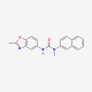 molecular formula C20H17N3O2 B5772877 N-methyl-N'-(2-methyl-1,3-benzoxazol-5-yl)-N-2-naphthylurea 