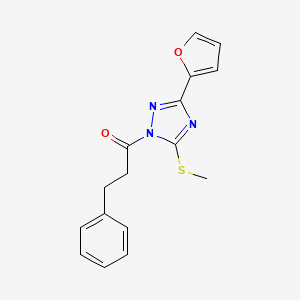 3-(2-furyl)-5-(methylthio)-1-(3-phenylpropanoyl)-1H-1,2,4-triazole