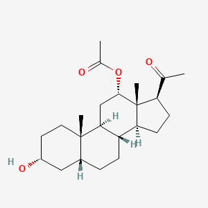 molecular formula C23H36O4 B577306 12alpha-Acetyloxy-3alpha-hydroxy-5beta-pregnan-20-one CAS No. 1102-96-1
