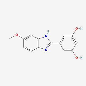 molecular formula C14H12N2O3 B577317 5-(5-Methoxy-1H-benzo[D]imidazol-2-YL)benzene-1,3-diol CAS No. 14582-47-9