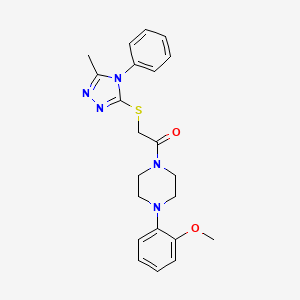 molecular formula C22H25N5O2S B5773312 1-[4-(2-methoxyphenyl)piperazin-1-yl]-2-[(5-methyl-4-phenyl-4H-1,2,4-triazol-3-yl)sulfanyl]ethanone 