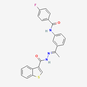 N-{3-[N-(1-benzothien-3-ylcarbonyl)ethanehydrazonoyl]phenyl}-4-fluorobenzamide