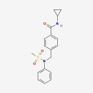 molecular formula C18H20N2O3S B5773352 N-cyclopropyl-4-{[(methylsulfonyl)(phenyl)amino]methyl}benzamide 