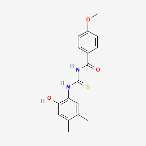 molecular formula C17H18N2O3S B5773427 N-{[(2-hydroxy-4,5-dimethylphenyl)amino]carbonothioyl}-4-methoxybenzamide 
