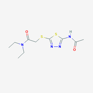 molecular formula C10H16N4O2S2 B5773589 2-{[5-(acetylamino)-1,3,4-thiadiazol-2-yl]thio}-N,N-diethylacetamide 