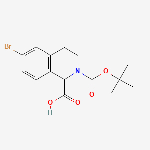 molecular formula C15H18BrNO4 B577371 6-Bromo-2-(tert-butoxycarbonyl)-1,2,3,4-tetrahydroisoquinoline-1-carboxylic acid CAS No. 1260638-11-6