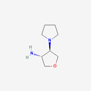 molecular formula C8H16N2O B577374 trans-4-(1-Pyrrolidinyl)tetrahydro-3-furanamine CAS No. 1212157-31-7