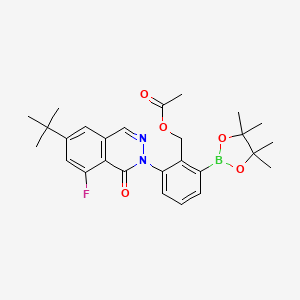molecular formula C27H32BFN2O5 B577393 2-(6-(tert-Butyl)-8-fluoro-1-oxophthalazin-2(1H)-yl)-6-(4,4,5,5-tetramethyl-1,3,2-dioxaborolan-2-yl)benzyl acetate CAS No. 1242156-76-8