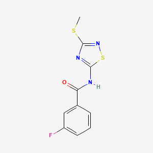 molecular formula C10H8FN3OS2 B5774009 3-fluoro-N-[3-(methylthio)-1,2,4-thiadiazol-5-yl]benzamide 