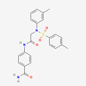 molecular formula C23H23N3O4S B5774045 4-({N-(3-methylphenyl)-N-[(4-methylphenyl)sulfonyl]glycyl}amino)benzamide 